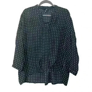 Jules & Leopold Navy Polka Dot V - Neck Blouse, Size M